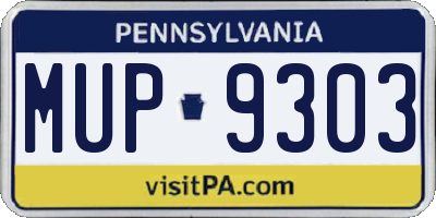 PA license plate MUP9303