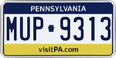PA license plate MUP9313