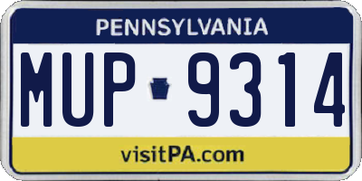 PA license plate MUP9314