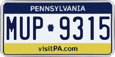 PA license plate MUP9315