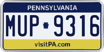 PA license plate MUP9316