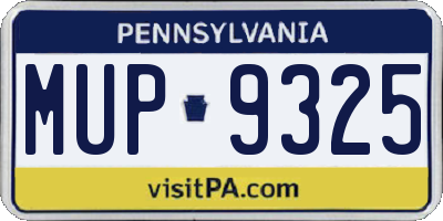 PA license plate MUP9325