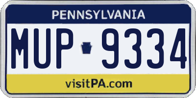 PA license plate MUP9334