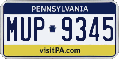 PA license plate MUP9345