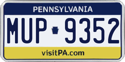 PA license plate MUP9352
