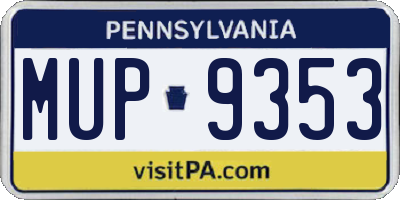 PA license plate MUP9353