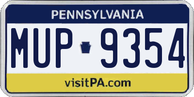 PA license plate MUP9354