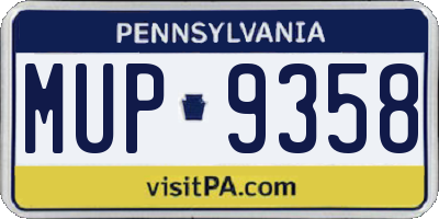 PA license plate MUP9358
