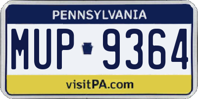 PA license plate MUP9364