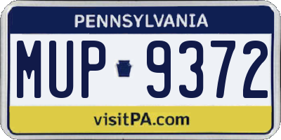 PA license plate MUP9372