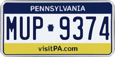 PA license plate MUP9374