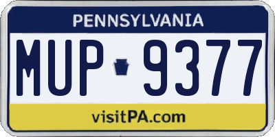 PA license plate MUP9377