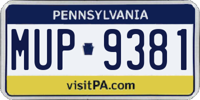 PA license plate MUP9381