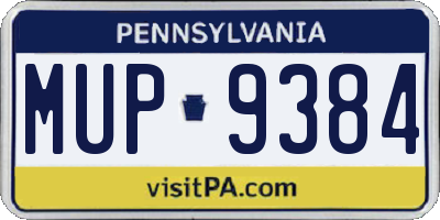 PA license plate MUP9384