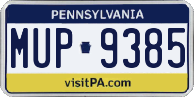 PA license plate MUP9385