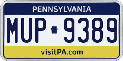 PA license plate MUP9389