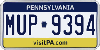 PA license plate MUP9394
