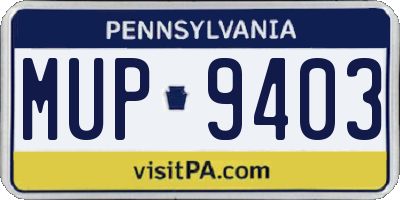 PA license plate MUP9403