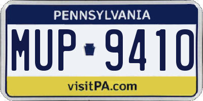 PA license plate MUP9410