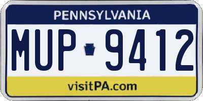 PA license plate MUP9412
