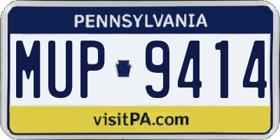 PA license plate MUP9414