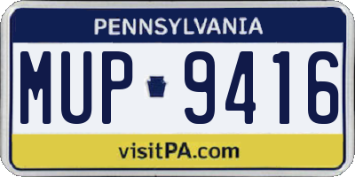 PA license plate MUP9416