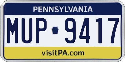 PA license plate MUP9417