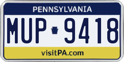 PA license plate MUP9418