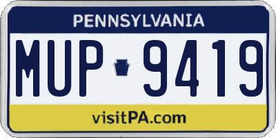 PA license plate MUP9419