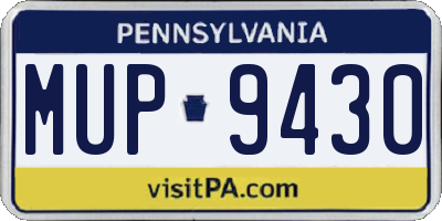 PA license plate MUP9430