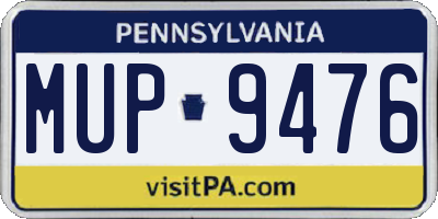 PA license plate MUP9476