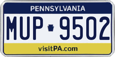 PA license plate MUP9502