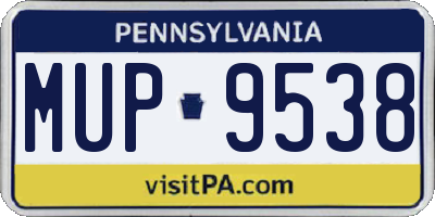 PA license plate MUP9538