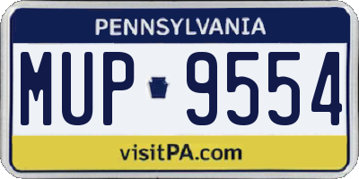 PA license plate MUP9554