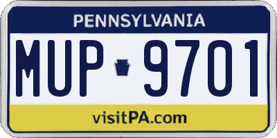 PA license plate MUP9701