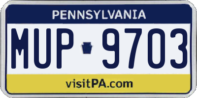 PA license plate MUP9703