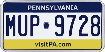 PA license plate MUP9728