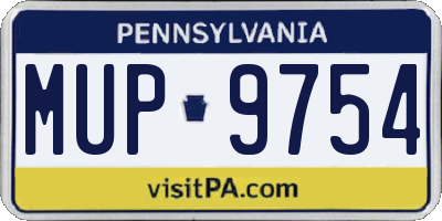 PA license plate MUP9754