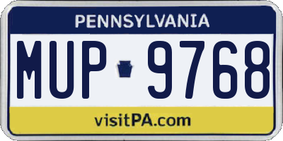 PA license plate MUP9768