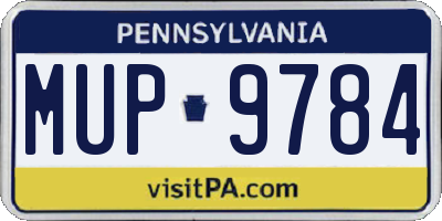 PA license plate MUP9784