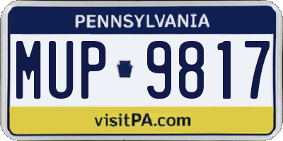 PA license plate MUP9817