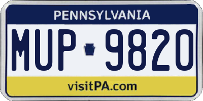 PA license plate MUP9820