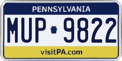 PA license plate MUP9822