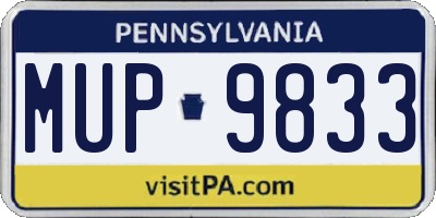 PA license plate MUP9833