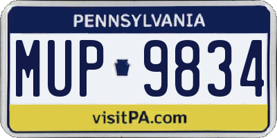 PA license plate MUP9834