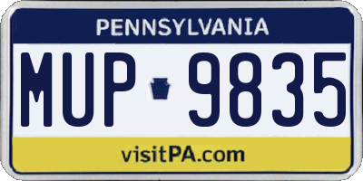 PA license plate MUP9835