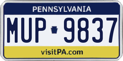 PA license plate MUP9837