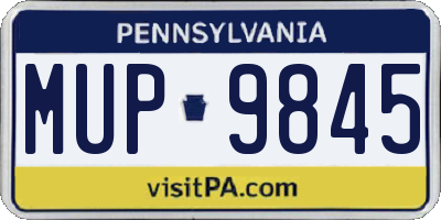 PA license plate MUP9845