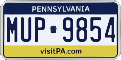 PA license plate MUP9854