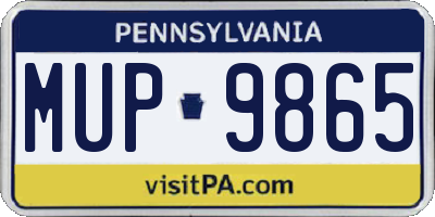 PA license plate MUP9865